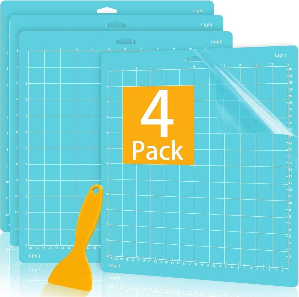 12X12 Cutting Mat 4 Pack Light for Cricut Maker 3/Maker/Explore 3/Air 2/Air/One
