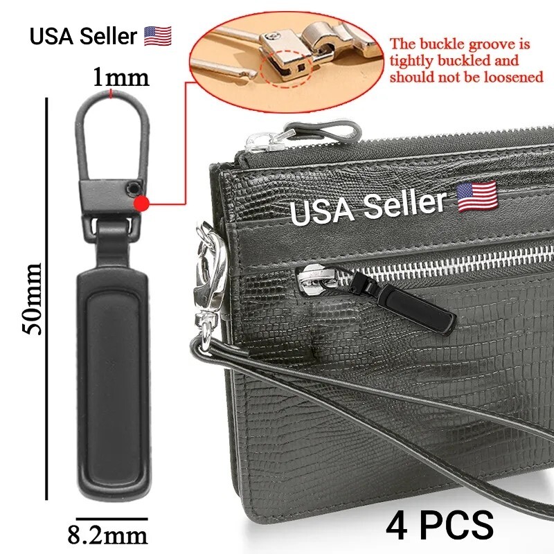 4 PCS Detachable Zipper Pull Replacement Zippers Pull Tabs Zipper Sliders Repair