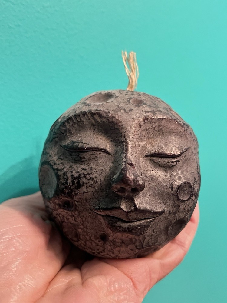 Sleeping Moon Face Candle Vintage hand made