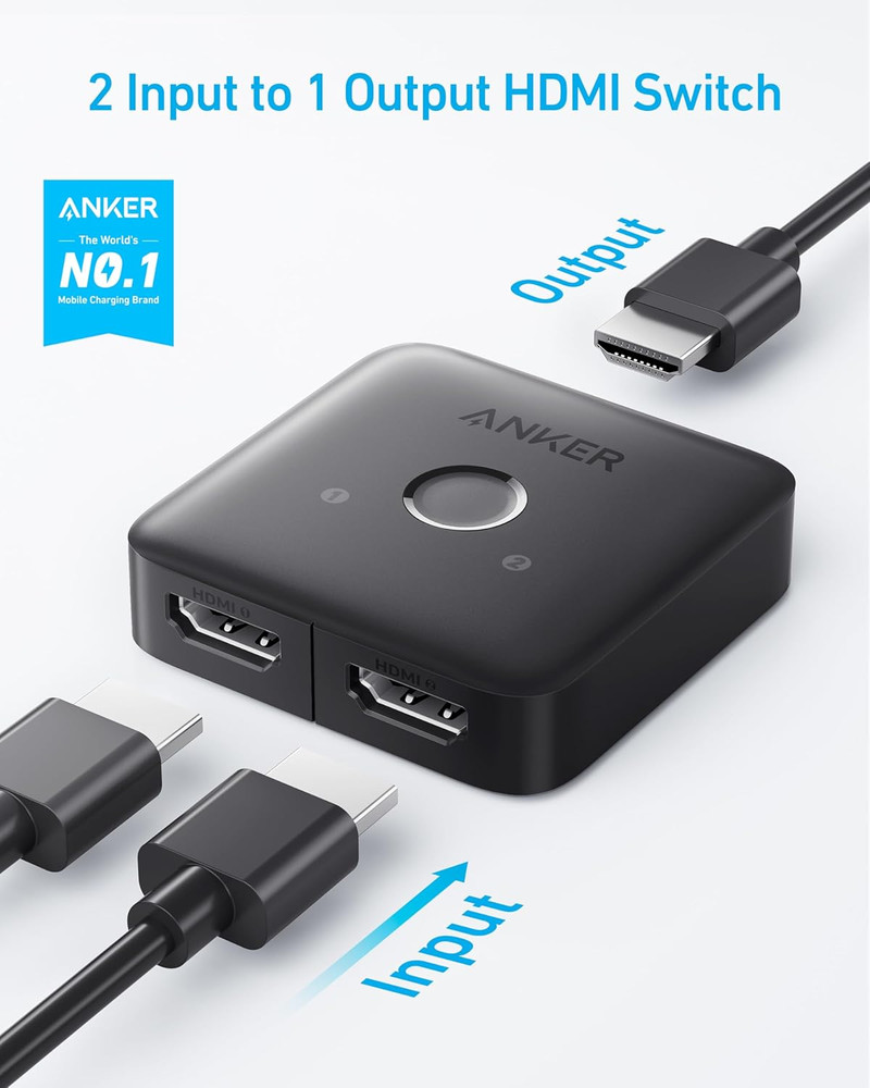 Anker 4K HDMI Switch, 2x1, Supports HDR, 3D, Dolby, Compatible with Multiple Dev