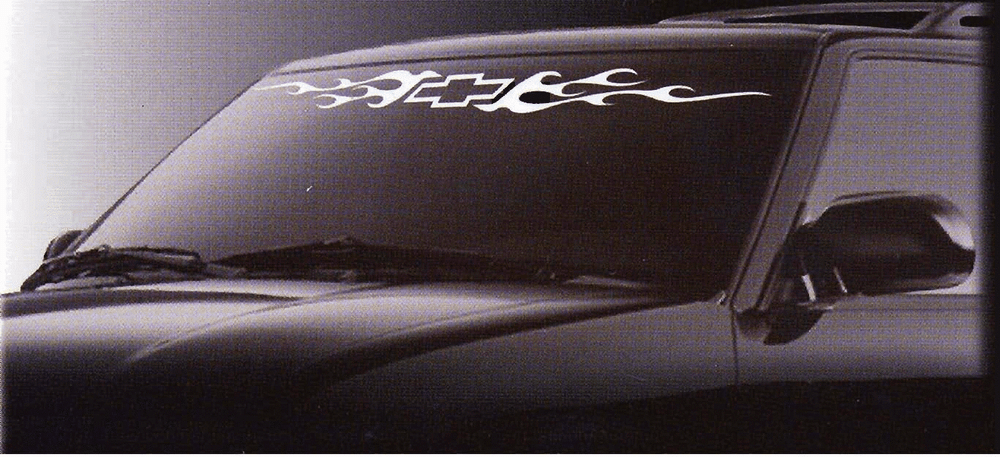 CHEVY BOWTIE Windshield Decal Flames 003