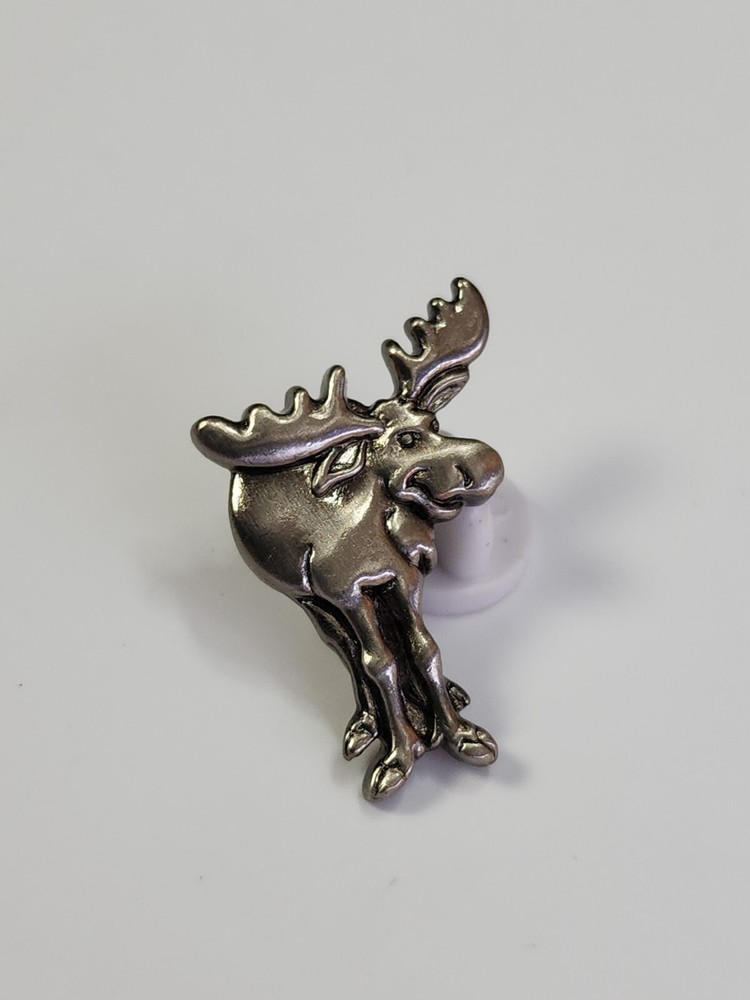 Moose Lapel Pin Silver Color Metal *