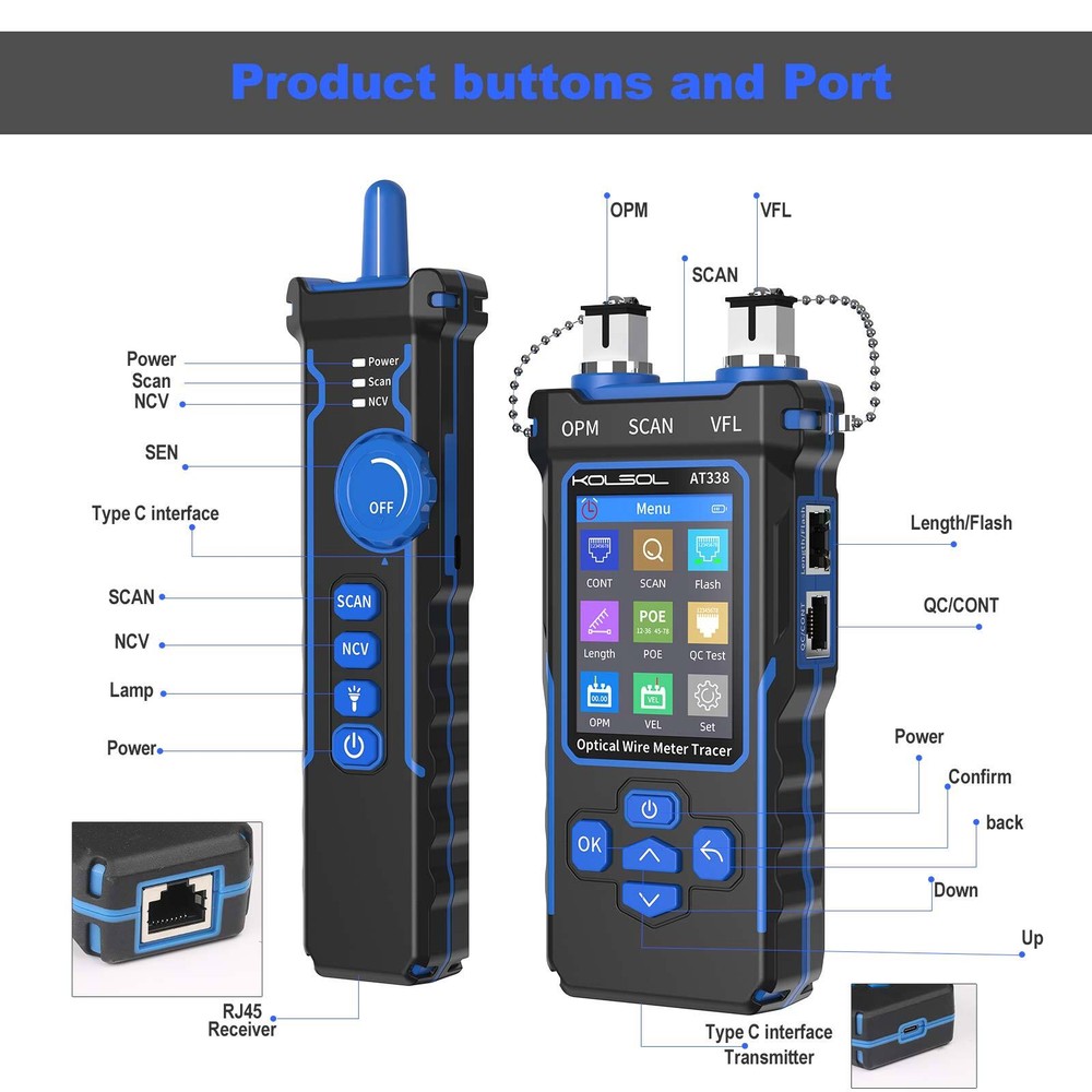 NF-8508 Network Cable Tester LAN Optical Wire Meter Power Meter Tester Tracker