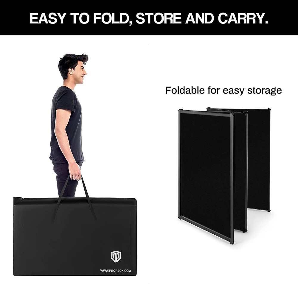 PRORECK 4-Panel DJ Facade Scrim Black & White Foldable Metal Booth w/ Carry Case