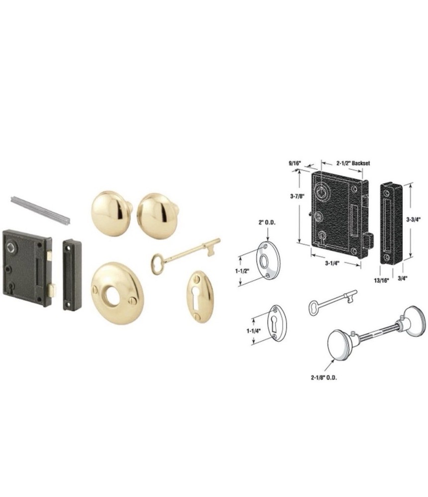 Defender Security Brass/Black Bit Key Rim Lockset, Vertical Style, E-2437