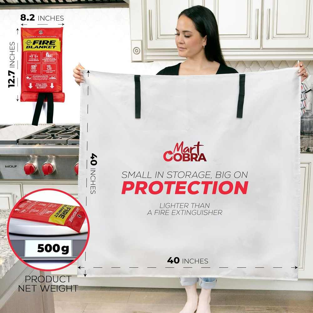 Fire Blanket 2-Pack – Emergency Fire Suppression for Home & Kitchen – 40"X40" Fi