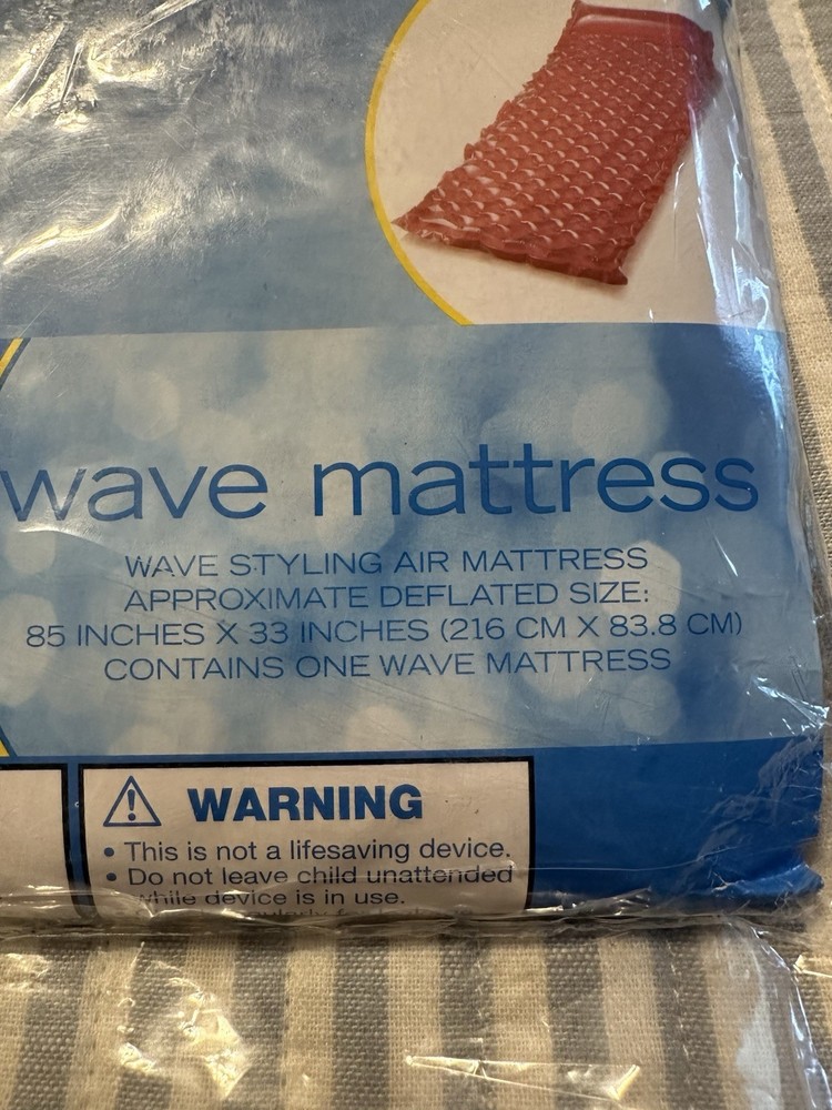 Sun & Sky Pool Wave Mattress 85" X 33" Red Float And Relax Packable Vacations