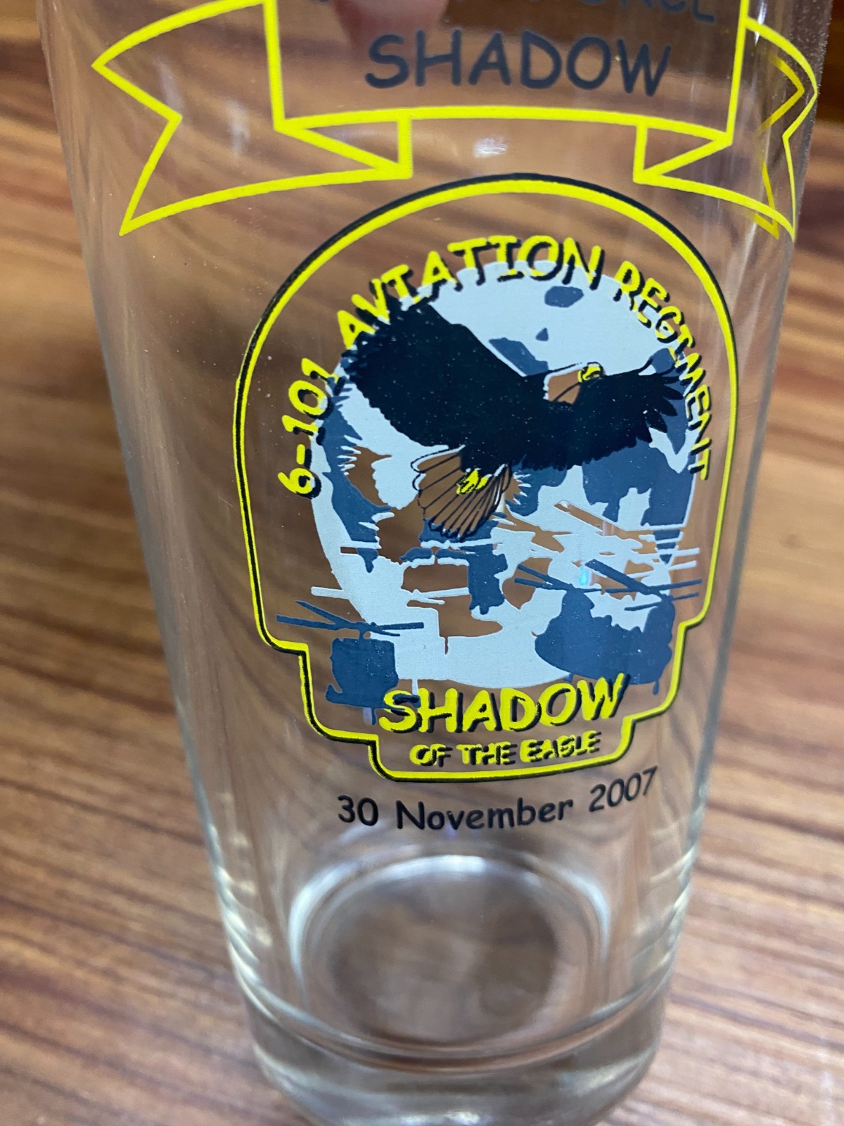 Army Task Force Shadow Eagle 6-101 Aviation Regiment Beer Pint Glass Nov. 2007