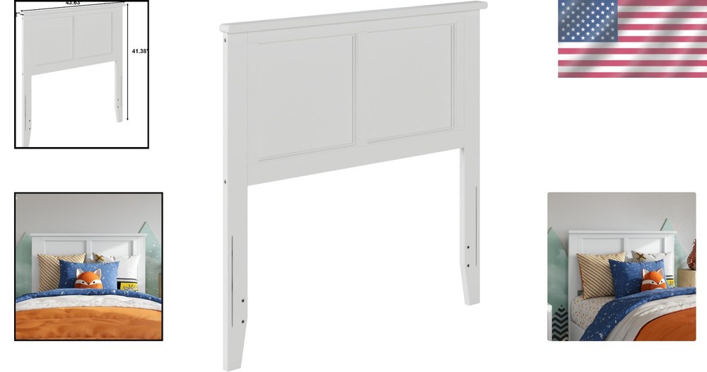 Madison Twin Solid Wood Panel Headboard, White