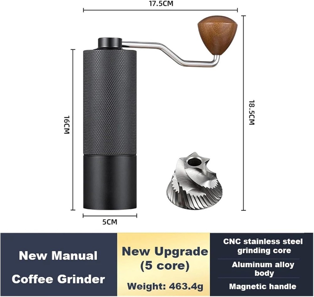 Manual Coffee Grinder Stainless Steel Conical Burr Adjustable Setting Grinder