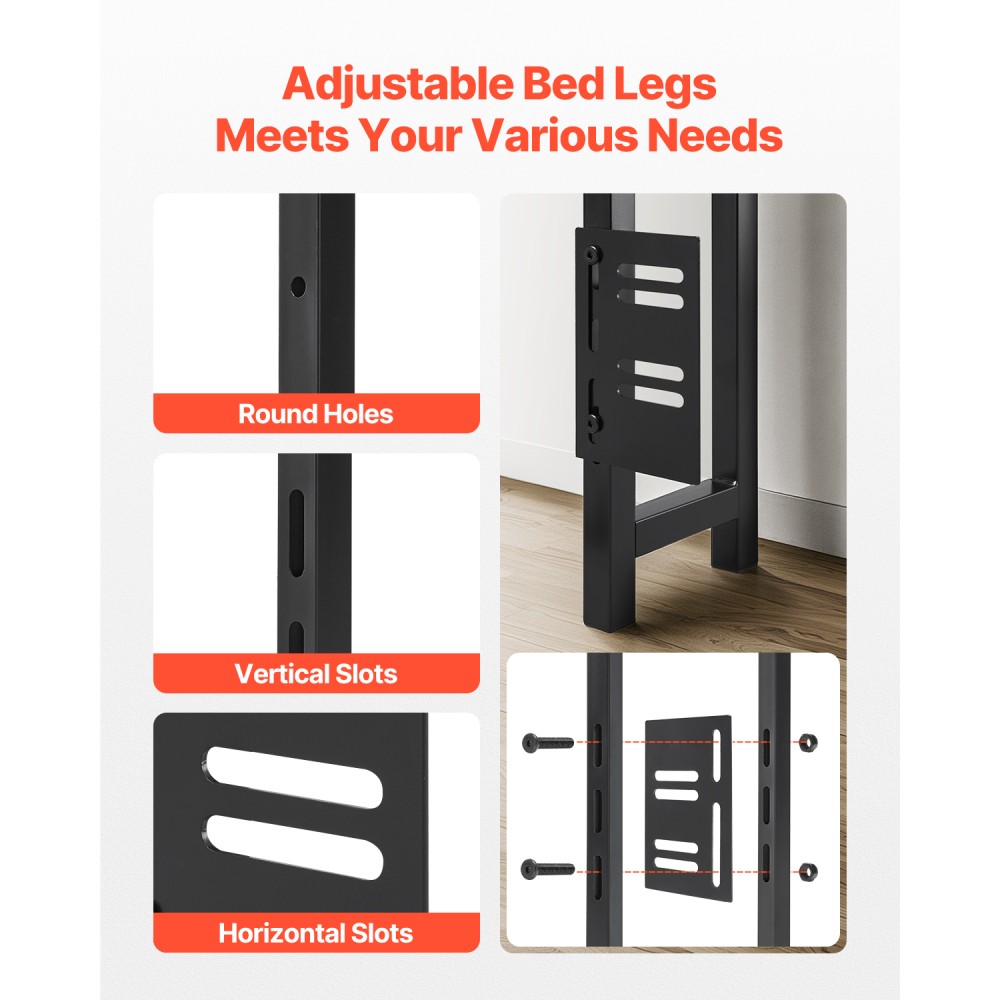 Headboard for Full Size Bed with Charging Station and LED Light