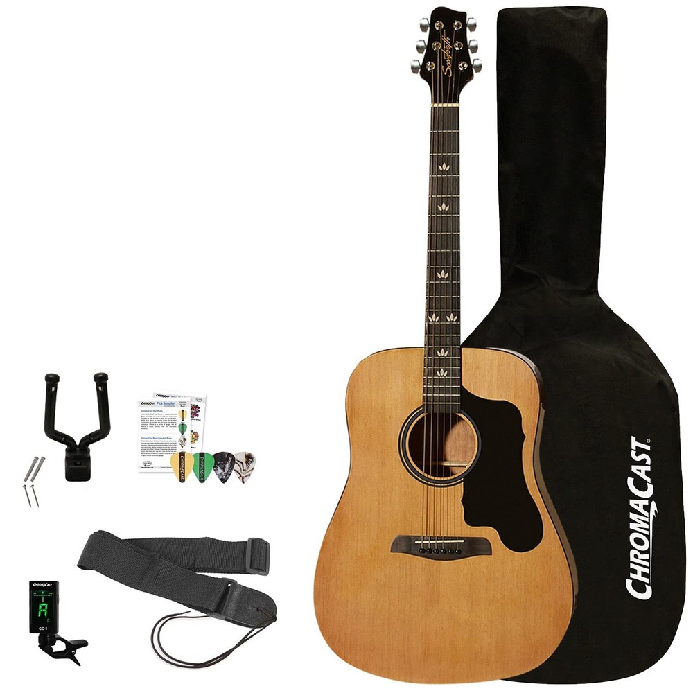 Sawtooth Acoustic Guitar Beginner Bundle, Includes Tuner, Bag, Hanger & Straps
