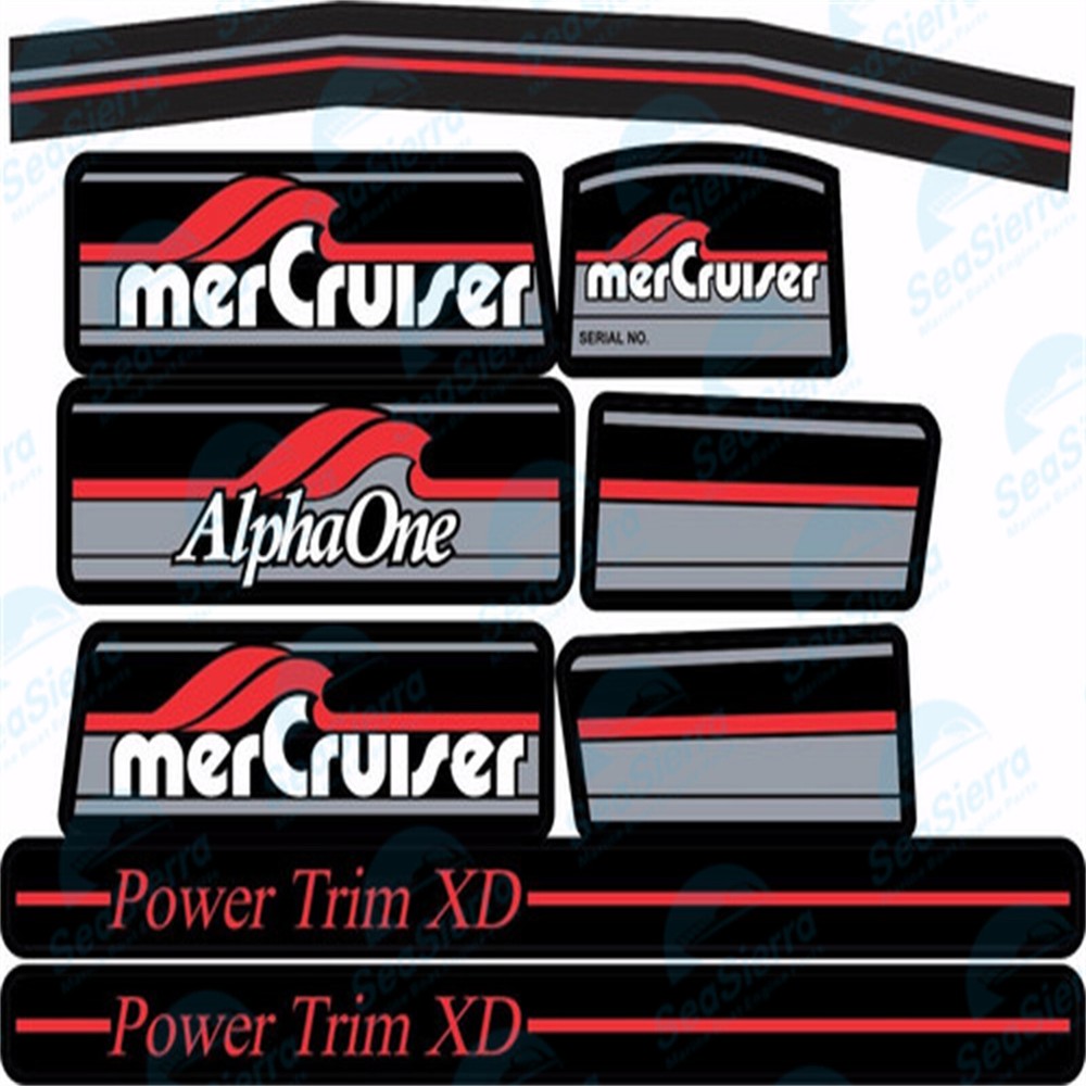 MERCRUISER ALPHA ONE GEN.1 COMPLETE DECALS KIT RED RAMS STICKER SET