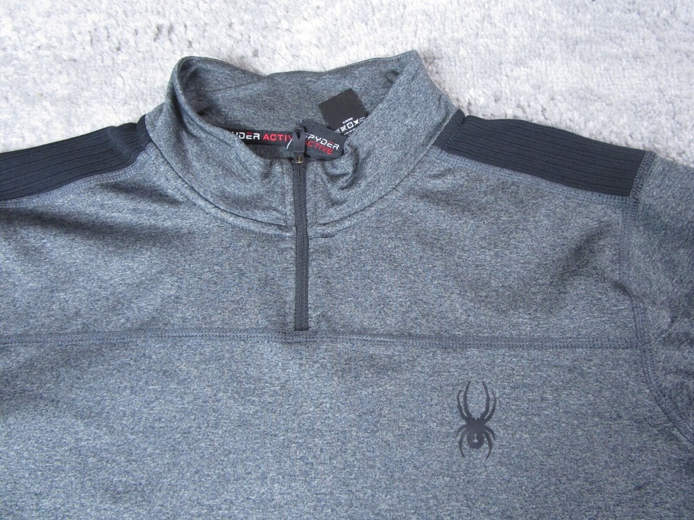 Spyder Sweater Mens Medium 1/4 Zip Gray Long Sleeve Pullover Mock Sweatshirt