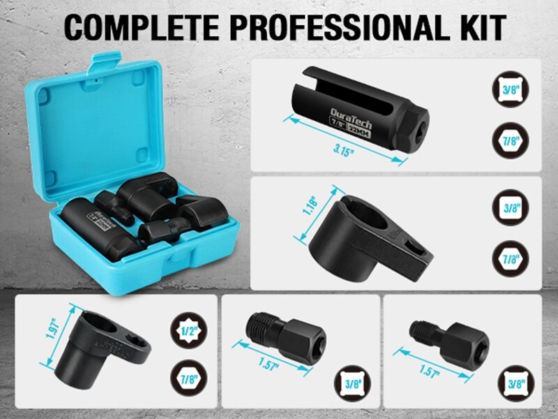 O2 Oxygen Sensor Socket Thread Chaser Set 5PCS O2 Sensor Wrench Removal Tool Kit