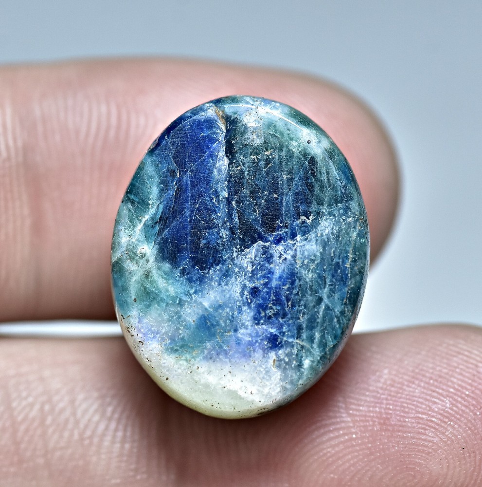 28 CT Rare Sodalite With Tenebrescent Hackmanite Gonnardite and Pyrite Cabochon