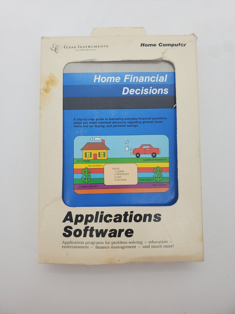 Texas Instruments Computer Software TI-99 Home Financial Decisions Tested