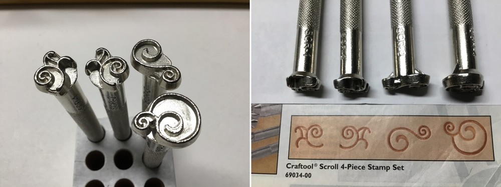 4 CRAFTOOL SCROLL  Stamp Set Leather Stamping Tools See Photos ( RefC4)