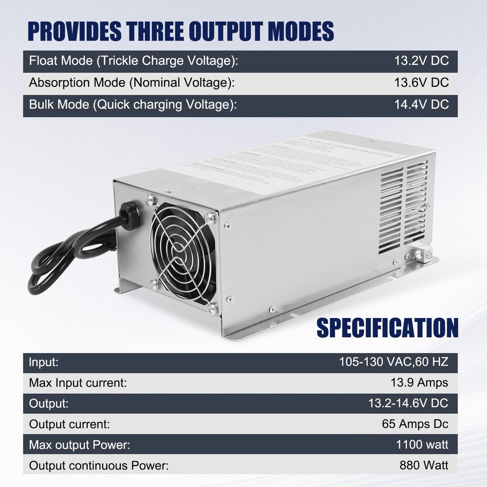 Converter 55 Amp Deck Power Converter Charger For RV Trailer Camper 12V WF-9855