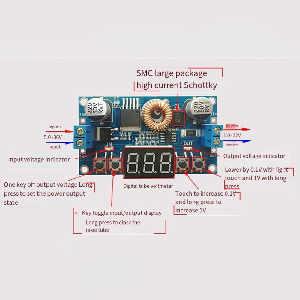 Digital Control 5A CNC Power Supply with Input/Output Voltage Indicators