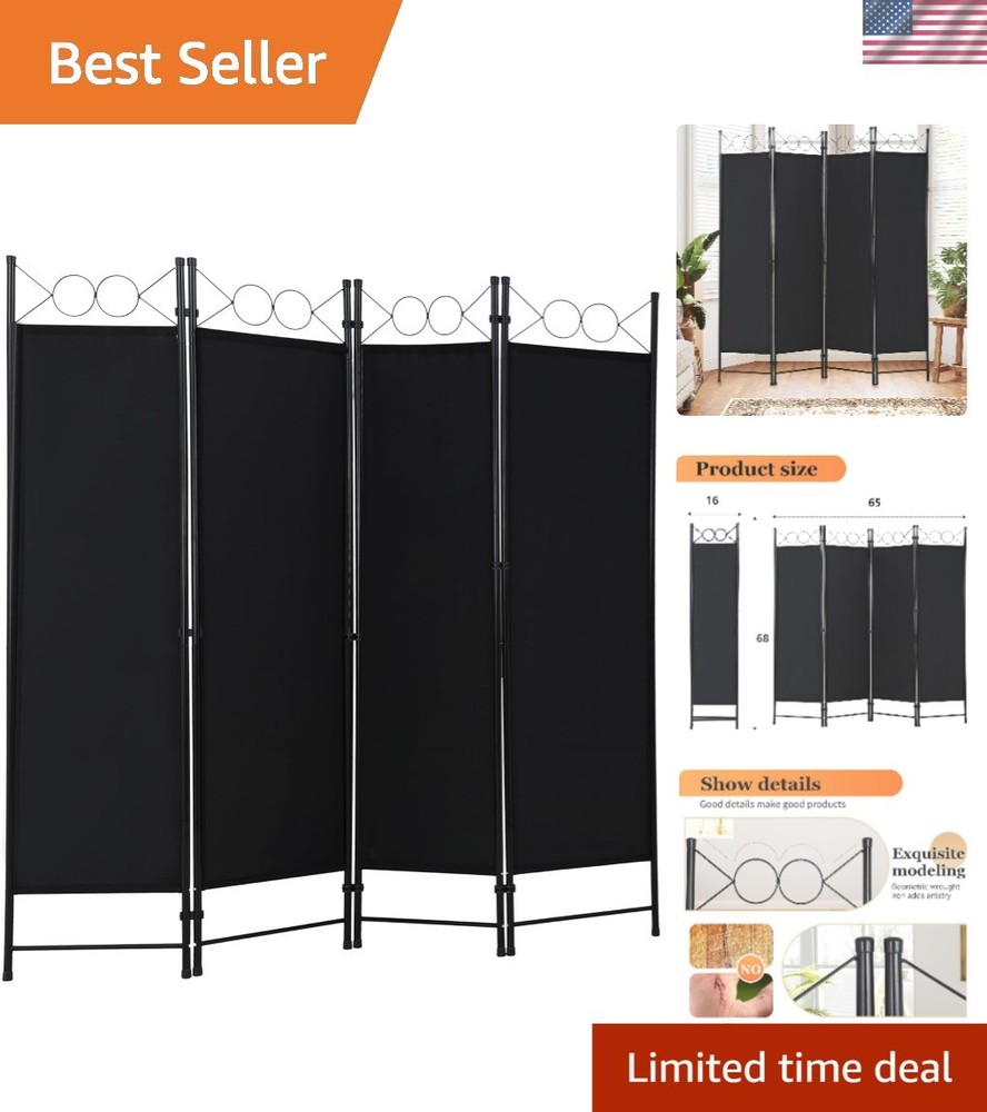 Modern 4 Panel Folding Room Divider 6FT - Durable Steel Frame Privacy Solution