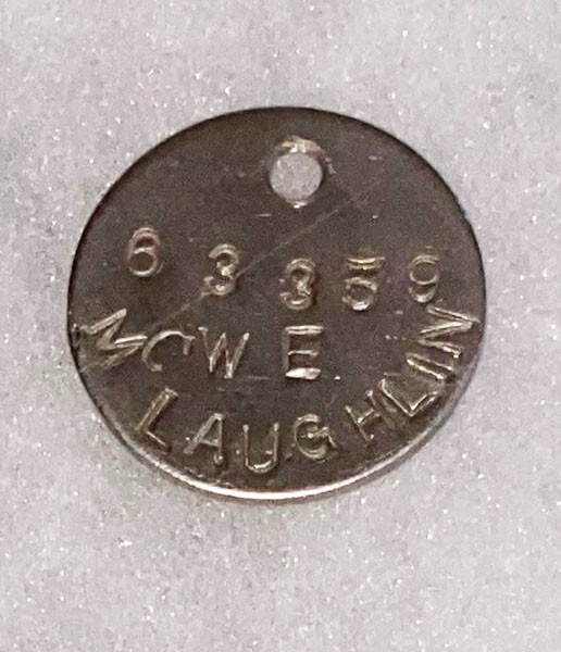 WWI W E McLaughlin Single Dog Tag