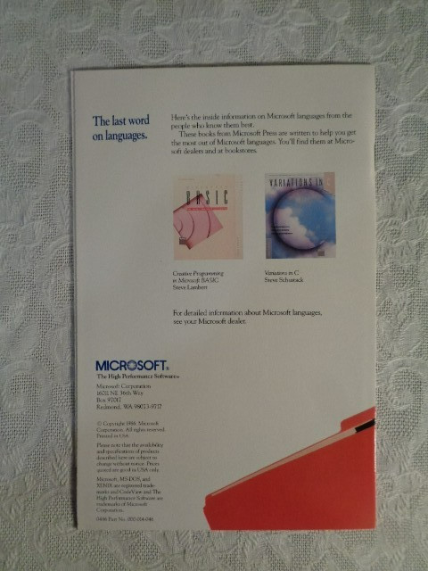 Microsoft QuickBASIC Compiler 2.0 5.25" Floppy Vintage Computer Programming Tool