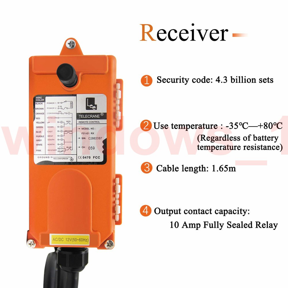 Industrial Crane Remote Control Wireless Radio Controller 2Transmitter&1Receiver