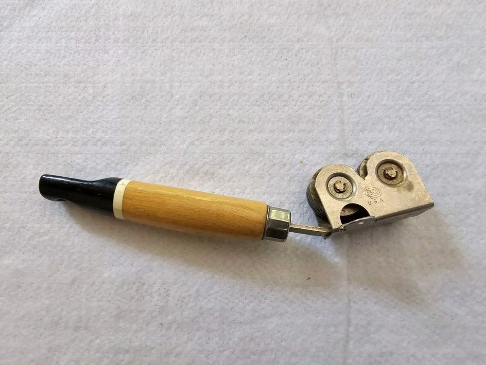 Vintage EKCO Pull Through Knife Sharpener Wood Handle Made USA