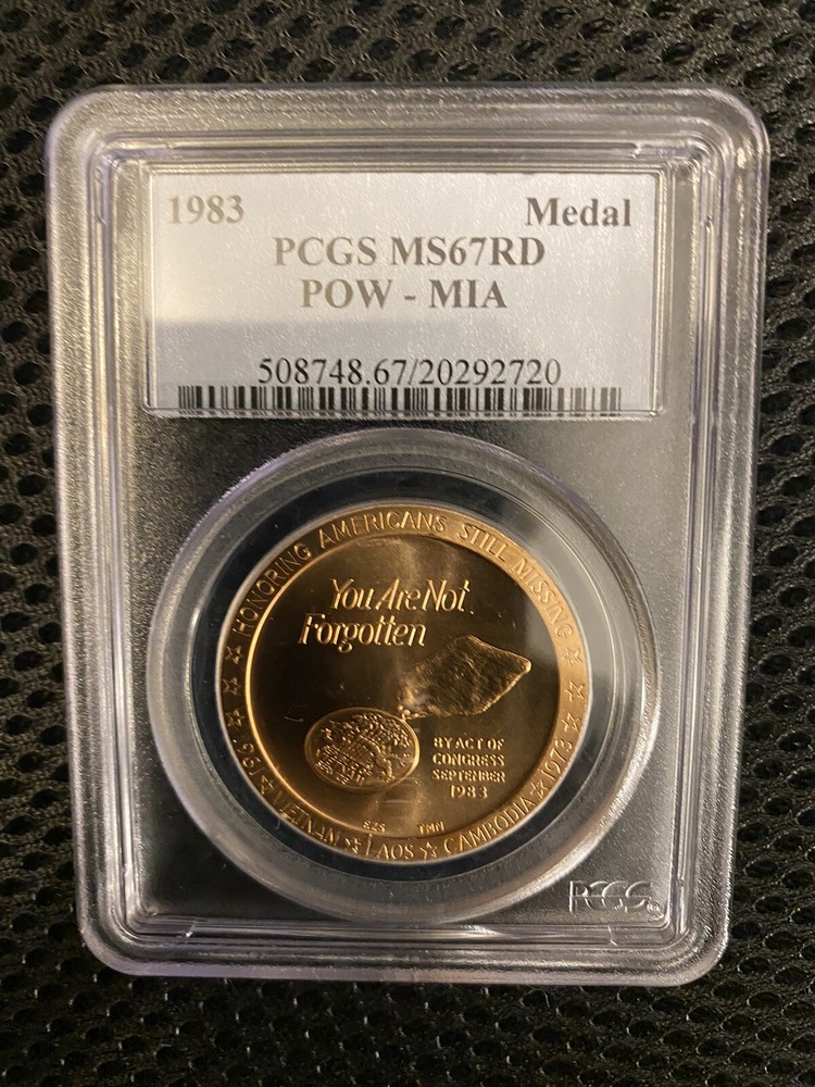 1983 medal pcgs ms67rd pow-mia