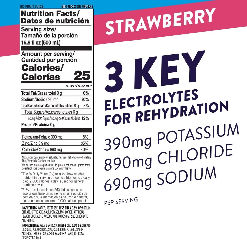 Electrolyte Solution Strawberry Hydration Drink 12 bottles half liter each