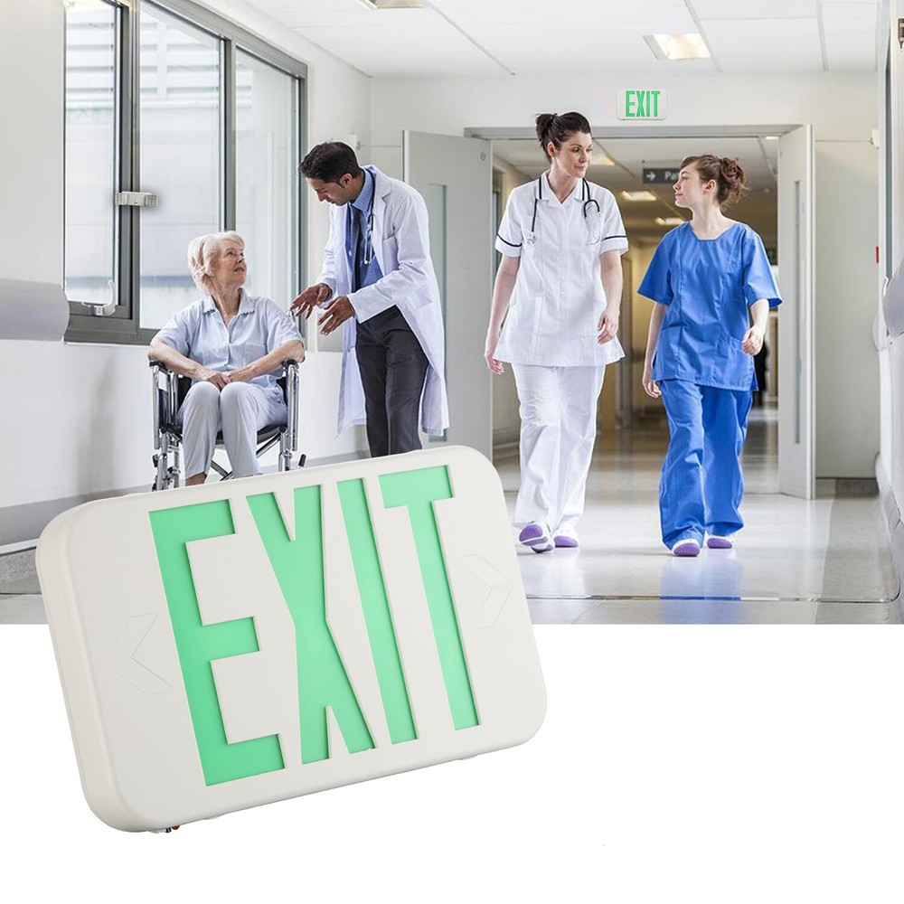 Spectsun 6 Pack Led Green LED Exit Sign Exit Lighting Battery Backup 120/277VAC