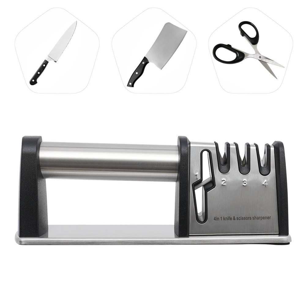 Manual Kitchen Knife Sharpener 4-Stage Knives&Scissors Sharpening Tool Accessory