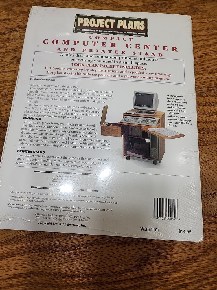 Workbench Project Plans Compact Computer Center And Printer Stand New Sealed