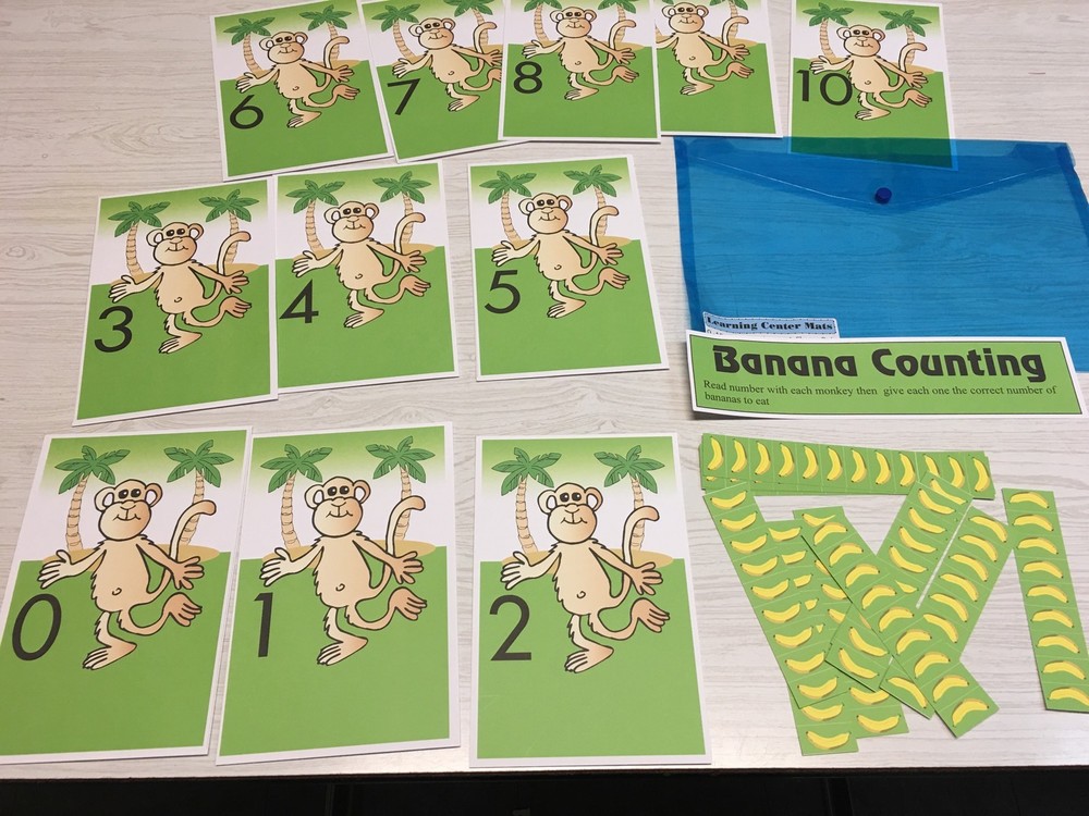 Banana Counting Learning Center- Math Mats MATS - Laminated Mats