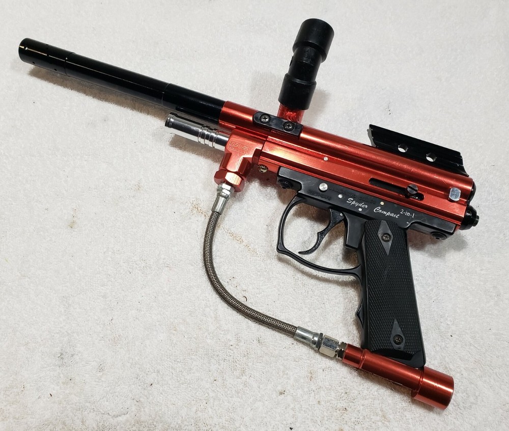 SHARP Red Java Spyder Compact Semi Auto Paintball Gun and Barrel WORKS GREAT