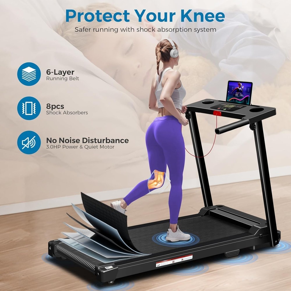 Lightweight Treadmill with LED Display - 12 Programs, Shock Absorbent, Easy Fold