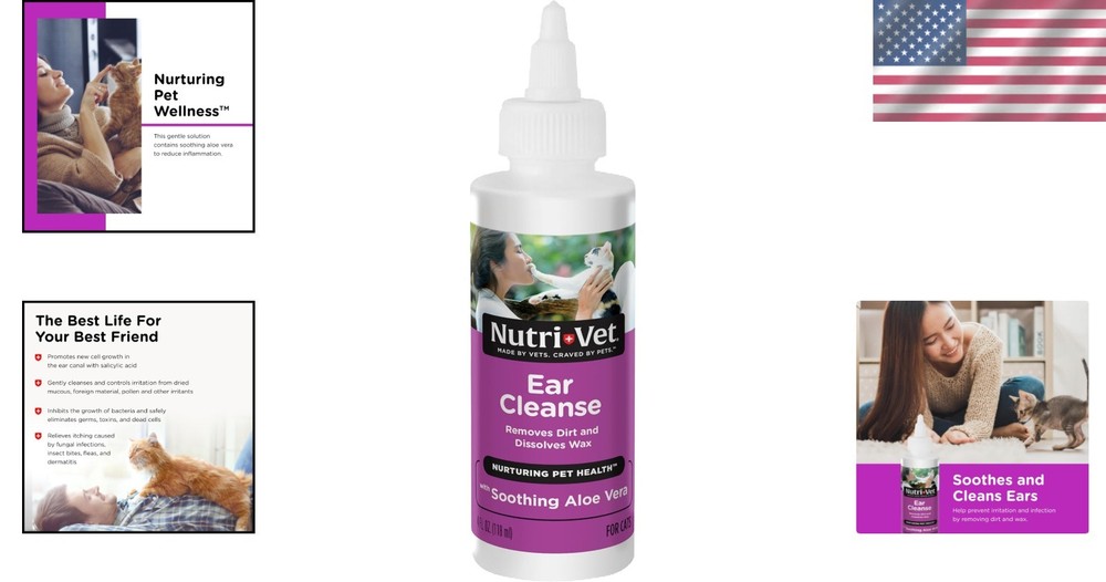 Effective Cat Ear Cleaner - 4oz Gentle Solution for Itchy Ears & Deodorizing