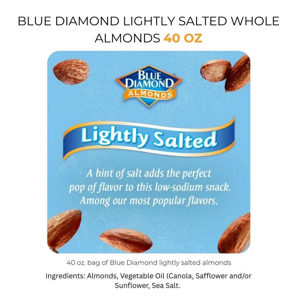 Blue Diamond Lightly Salted Whole Almonds 40 oz