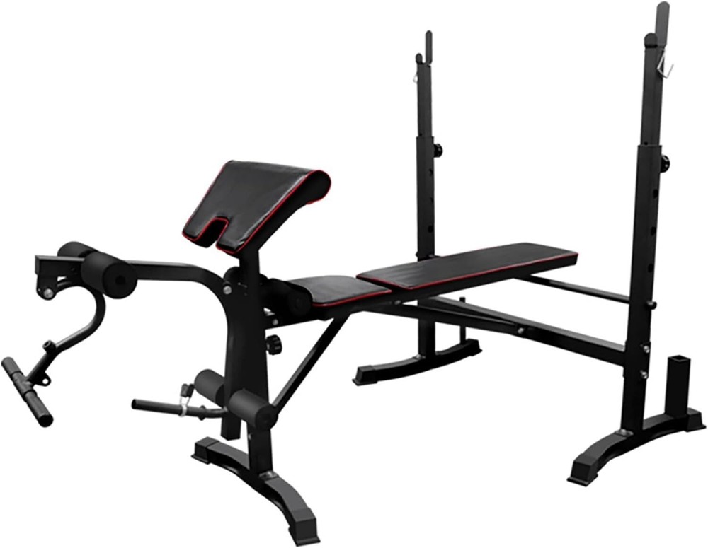 Adjustable Olympic Workout Bench- Squat Rack Leg Extension Preacher Curl