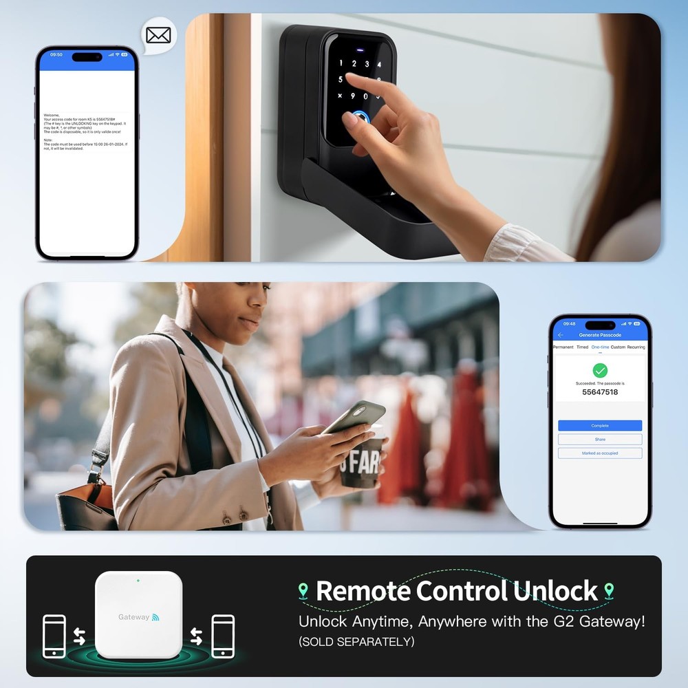 Smart Key Lock Box – Wall Mounted or Shackle Design, Fingerprint, Passcode, B...