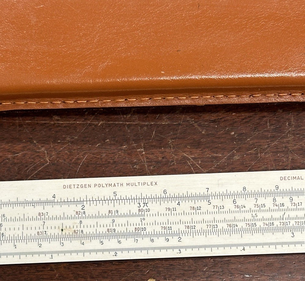 VTG Eugene Dietzgen Co Slide Rule Micromatic Vector Type Log With Leather Case