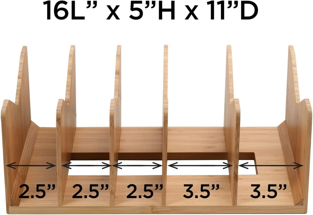 Bamboo 5 Slot Divider Organizer 2 Pack Combo