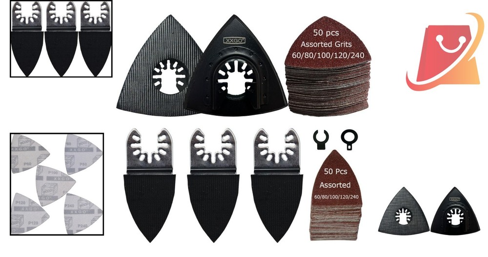 Oscillating Multi Tool Sanding Kit 105 Pcs Triangular Finger Sanding Pads for...