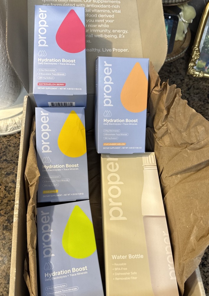 Proper Hydration Bundle Boost Stick 60 Packs,Electrolytes+Trace Minerals/bottle