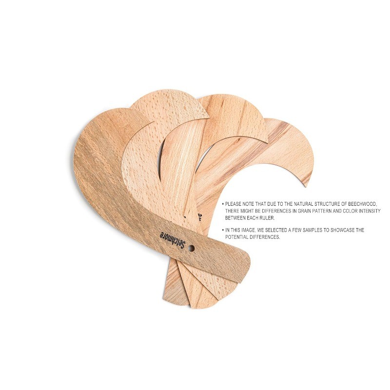 7 Piece Beech Wood Sewing Ruler Set, Wooden Pattern Making Drafting Tools