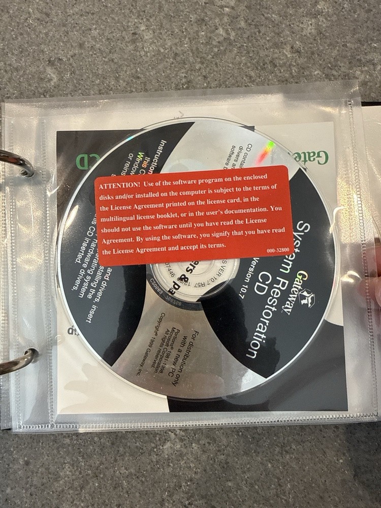 Gateway Windows 98 OEM Software Bundle with COA and Manuals