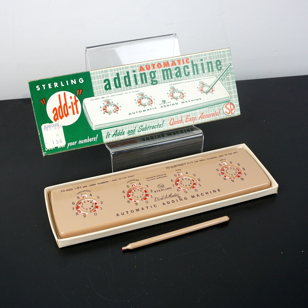 Sterling "Add-It' Automatic Adding Machine Ca. 1960 in Original Box