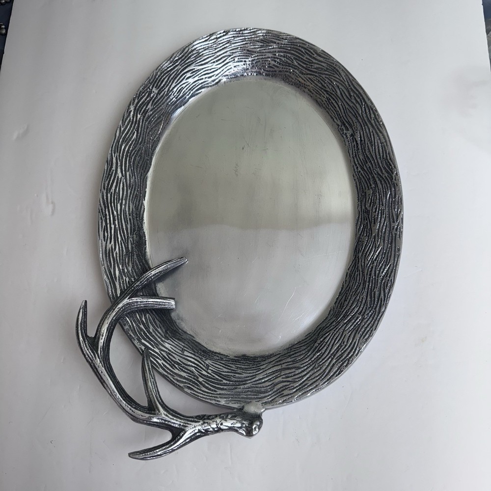 Large Pewter Antler Serving Platter 15.5” x 11”