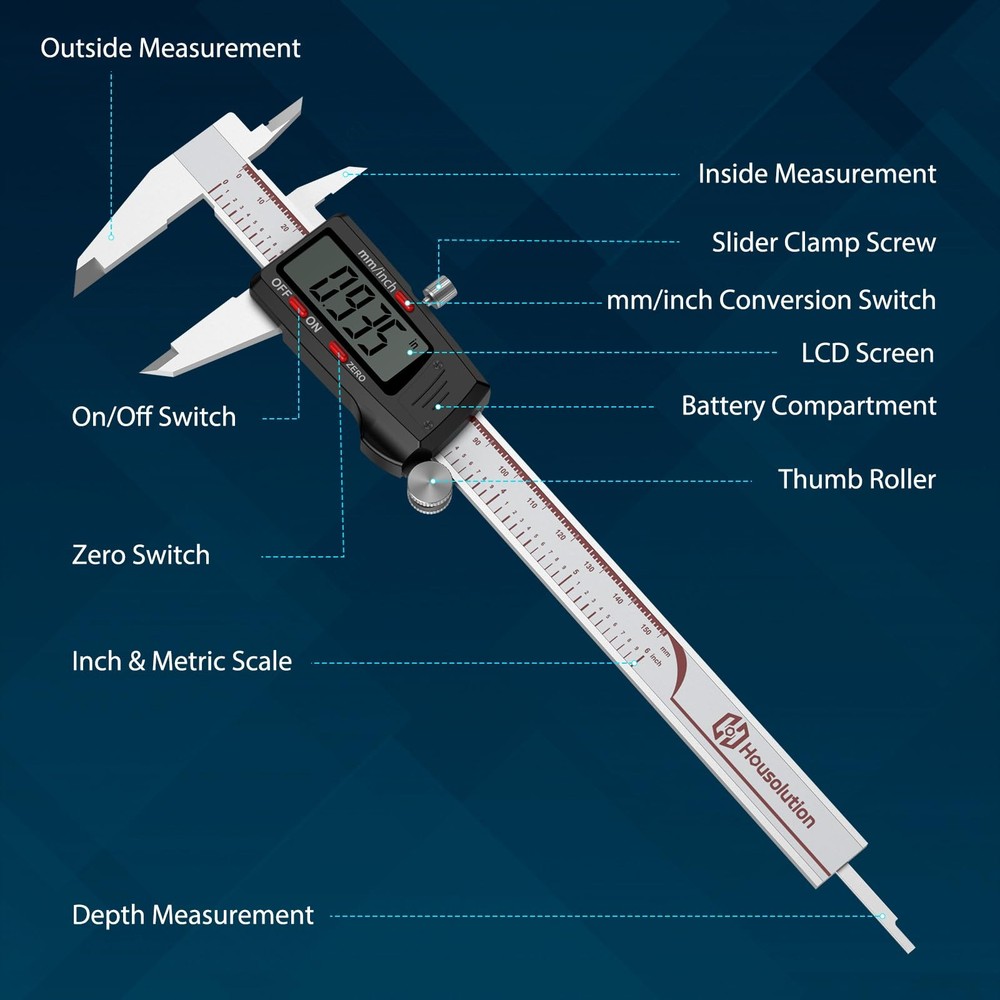 Housolution Digital Caliper 6 Inch, Measuring Tool Industrial 150mm